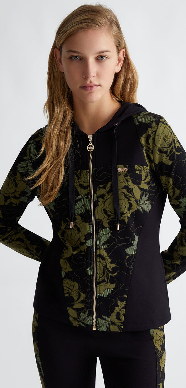 Liu Jo Felpa floreale con cappuccio